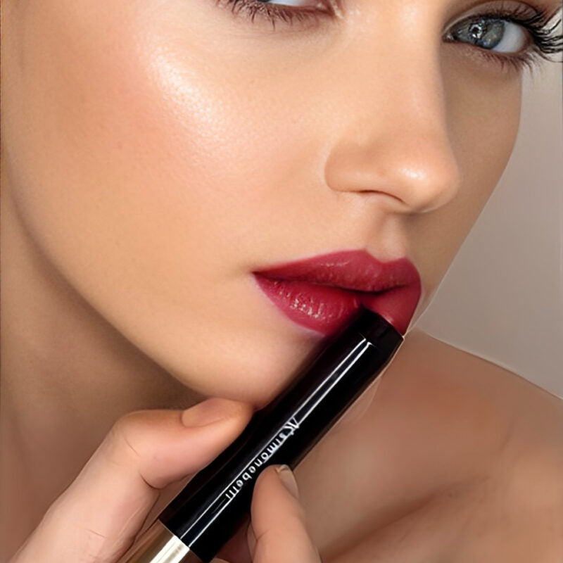 AK Simone Belli Color Cream Matte Lipstick Lady Wearing Red Lipstick