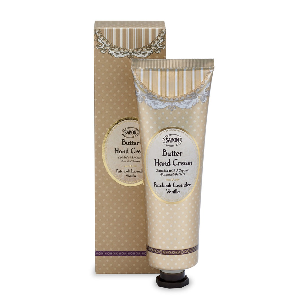 Sabon Butter Hand Cream Patchouli Lavender Vanilla 75 ml Tube & Box