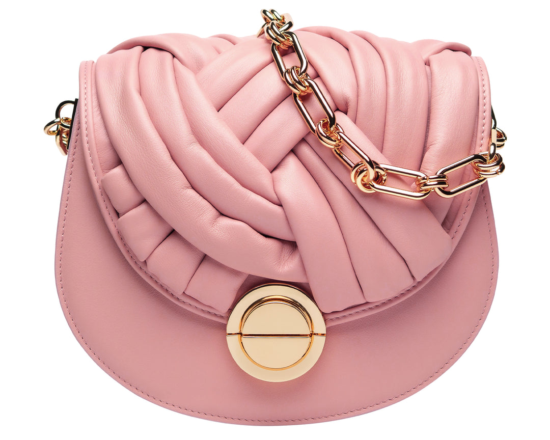 Borsa in Pelle con Intreccio Rosa Nude