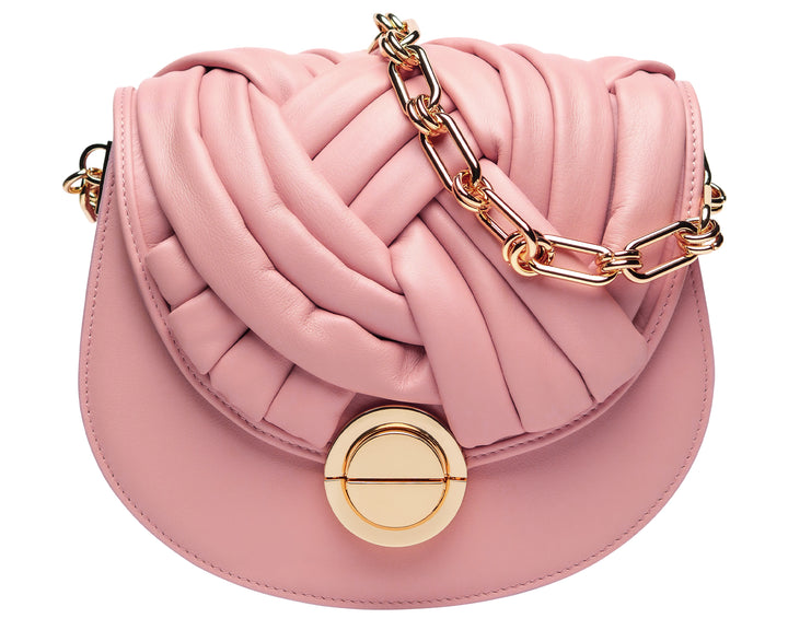 Borsa in Pelle con Intreccio Rosa Nude