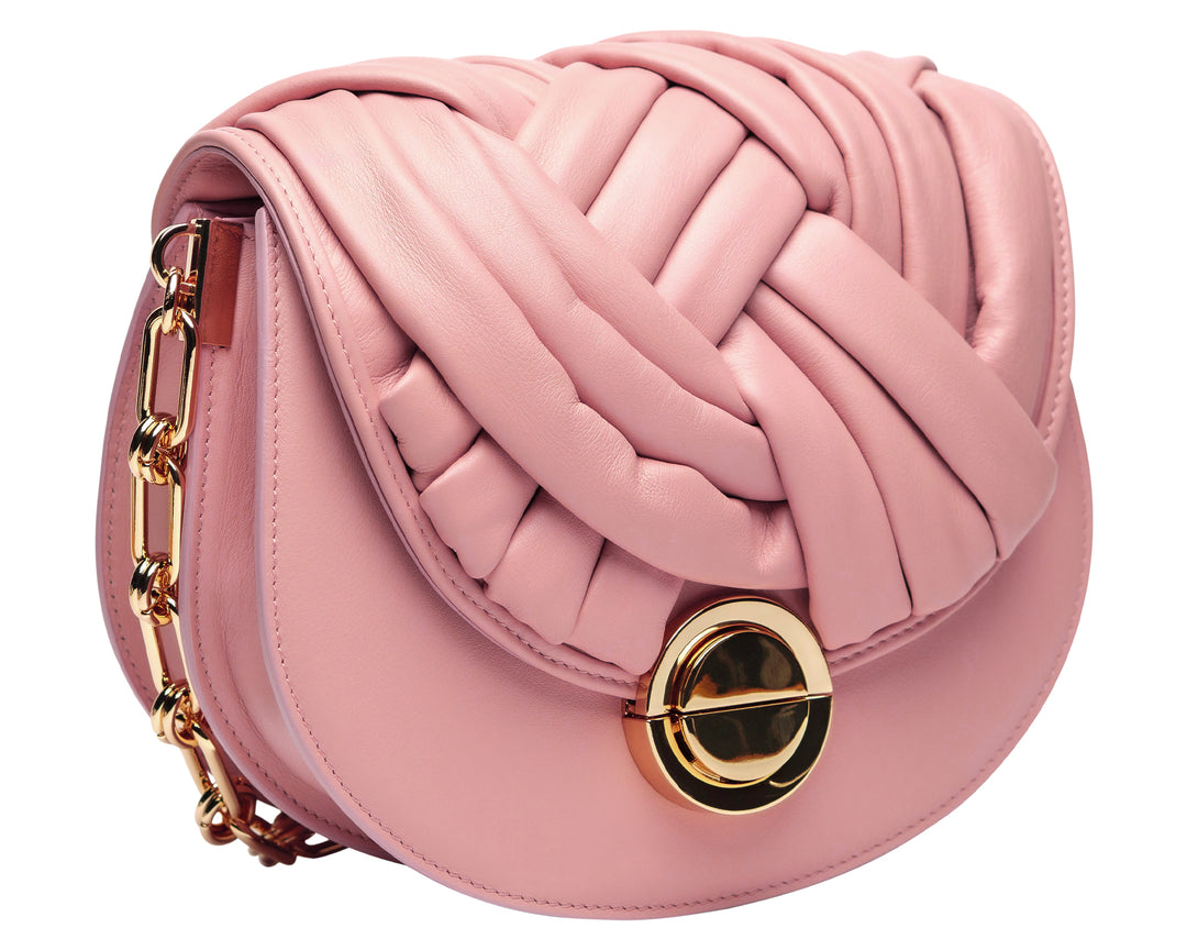 Borsa in Pelle con Intreccio Rosa Nude