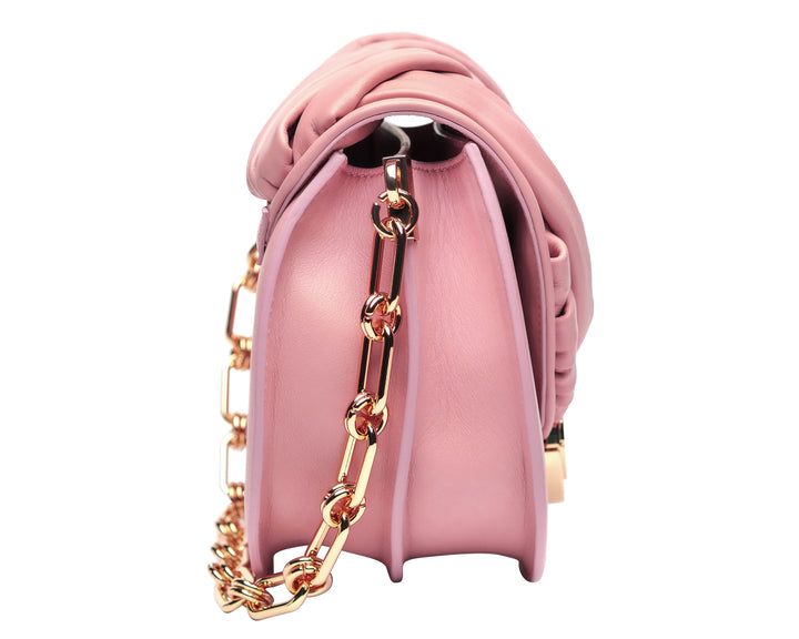 Borsa in Pelle con Intreccio Rosa Nude