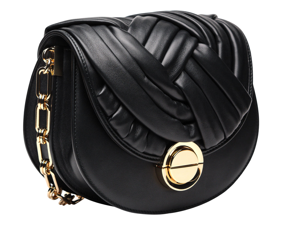 Borsa in Pelle con Intreccio Nera