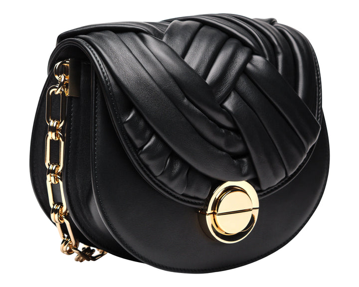 Borsa in Pelle con Intreccio Nera