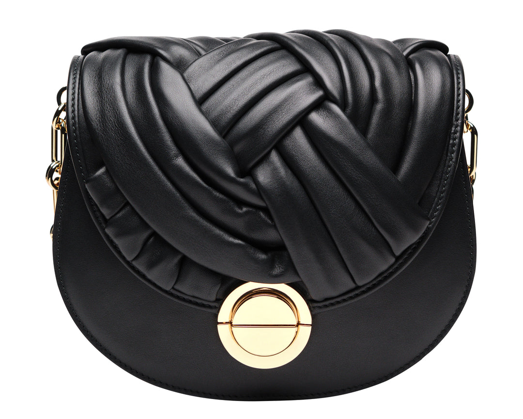 Borsa in Pelle con Intreccio Nera