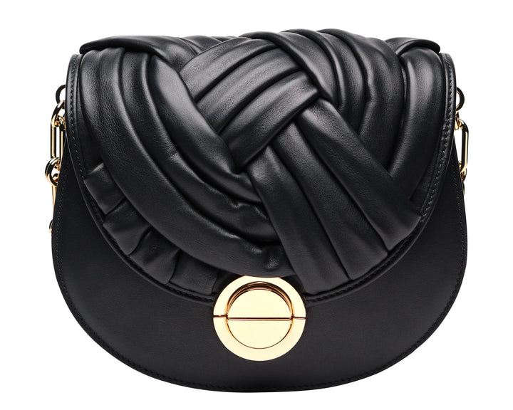 Borsa in Pelle con Intreccio Nera