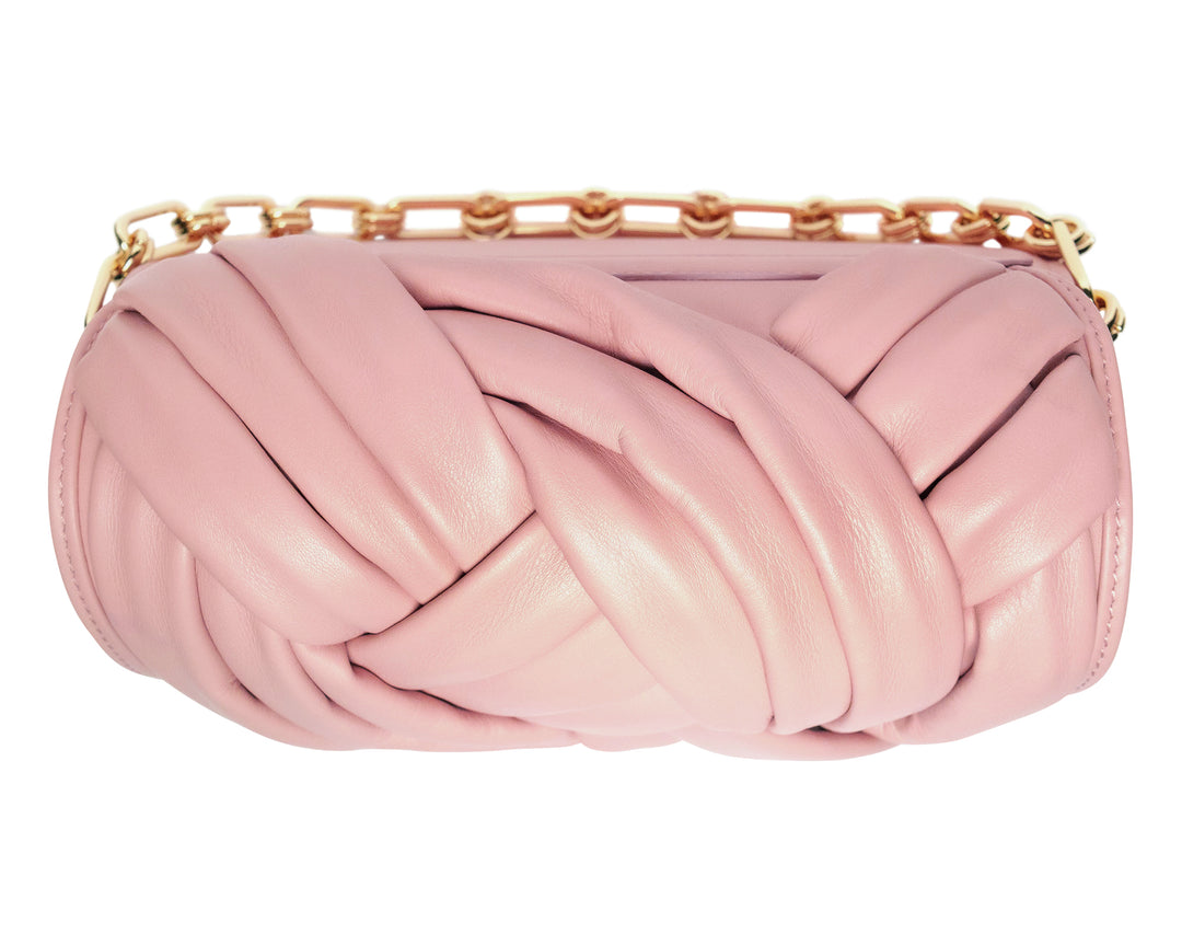 Borsa in Pelle con Intreccio Rosa Nude