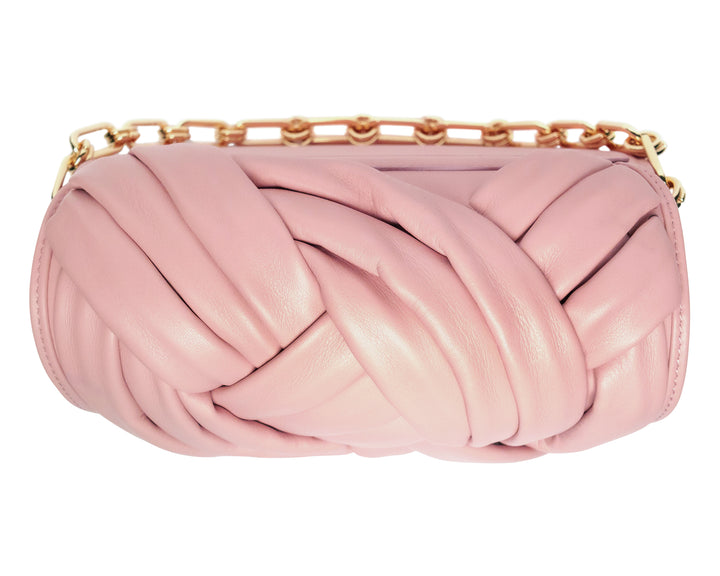 Borsa in Pelle con Intreccio Rosa Nude