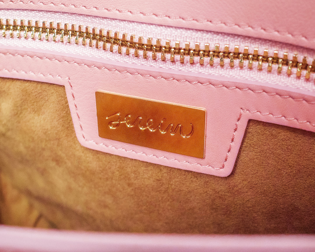 Borsa in Pelle con Intreccio Rosa Nude